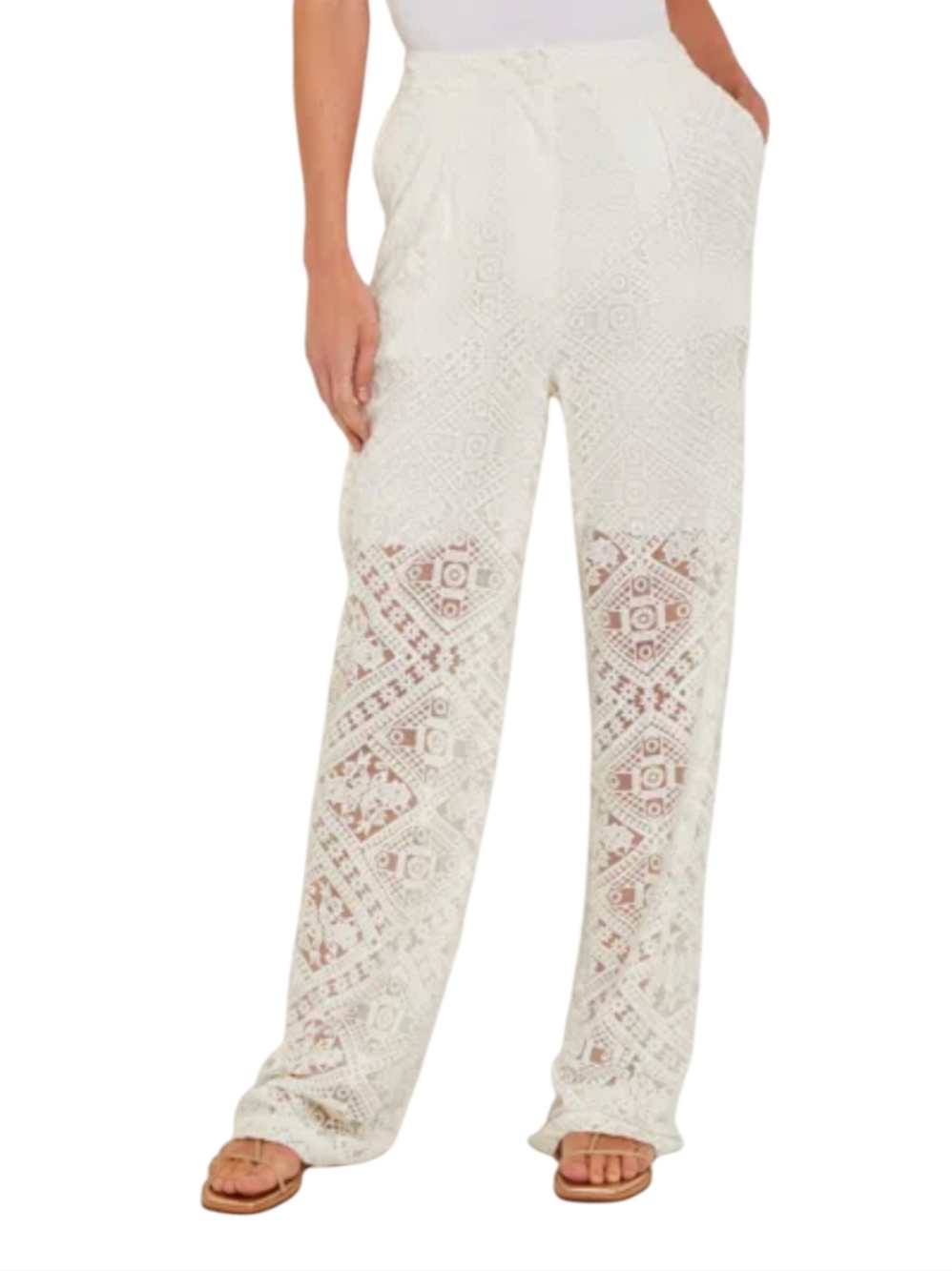 Misook button-fly straight leg pants - lined lace. .Size XXS